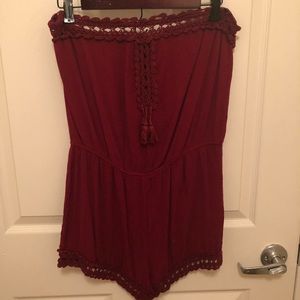 Garnet strapless romper